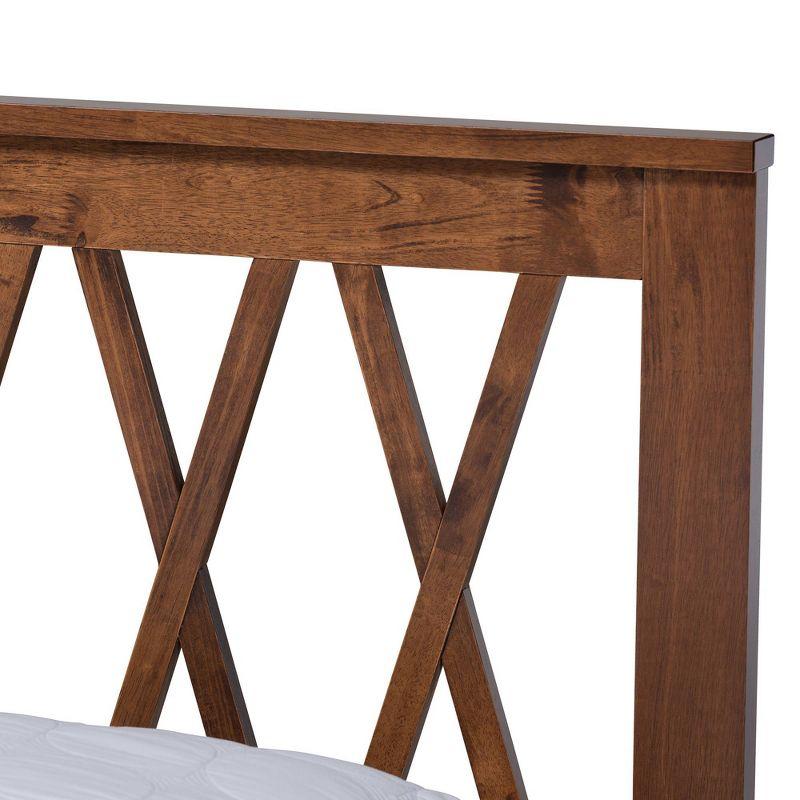 Queen Malene Wood Platform Bed Walnut - Baxton Studio: Retro 1960s Design, Rubberwood, No Box Spring Required