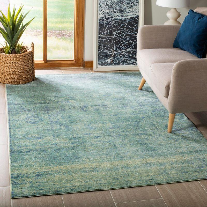 Lush Green Abstract 4' x 6' Hand-Knotted Wool Blend Area Rug