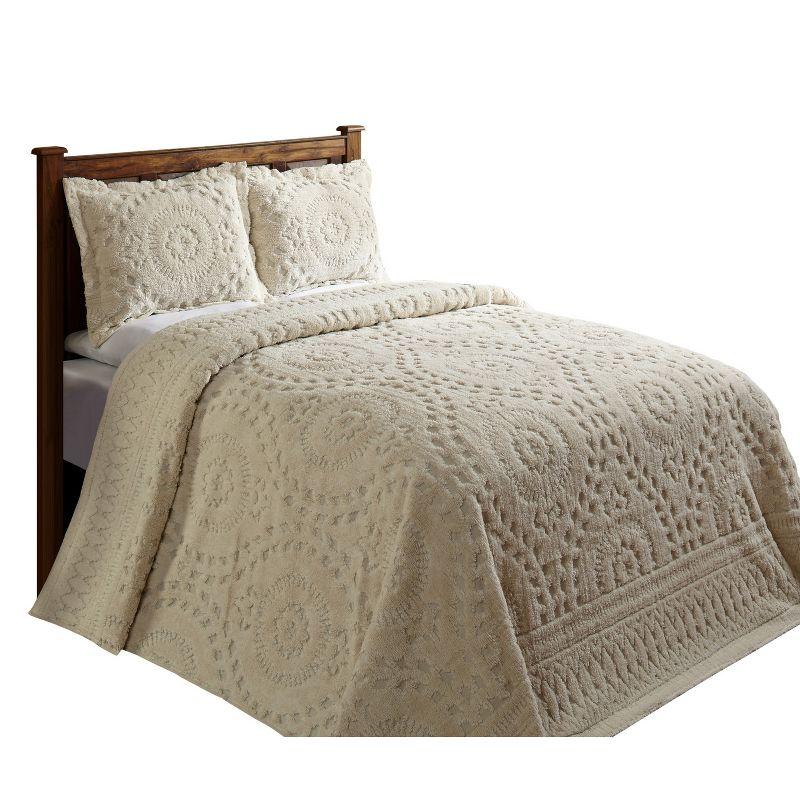 King Rio Collection 100% Cotton Tufted Unique Luxurious Floral Design Bedspread Ivory - Better Trends