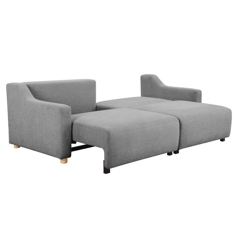 Gray Queen Convertible Sleeper Sofa with Natural Wood Legs