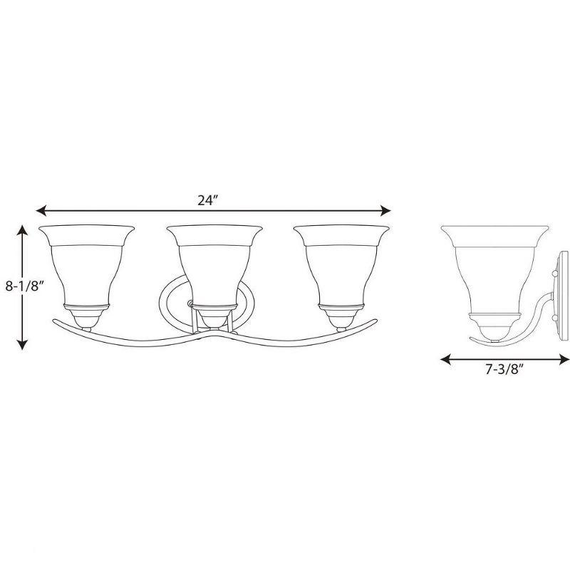 Progress Lighting Trinity Collection 3-Light Bath Fixture, Ceramic, Polished Chrome, Etched Glass Shades