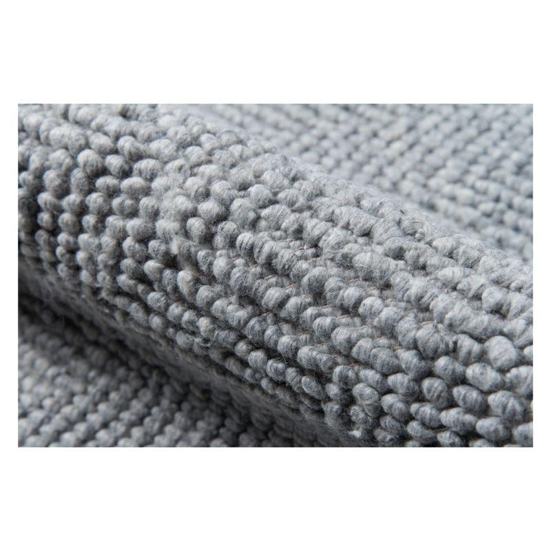 Minimalist Gray Herringbone Handwoven Rectangular Wool-Blend Rug