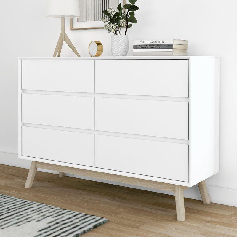 Max & Lily 6 Drawer Dresser, Solid Wood Storage Dressers & Chest of Drawers for Bedroom