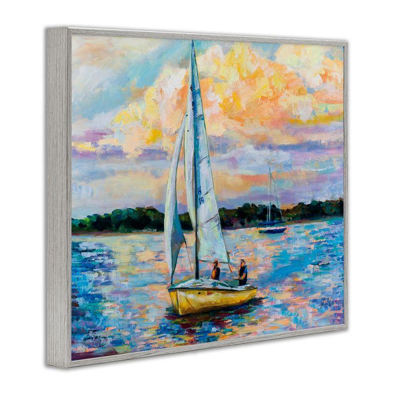 Stupell Industries Vivid Nautical Sailboat Landscape Framed Giclee Art, Gray, 14" x 11"