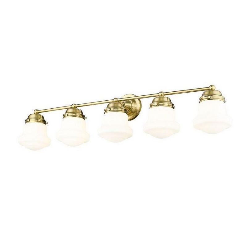 Luxe Gold 5-Light Vanity with Matte Opal Glass