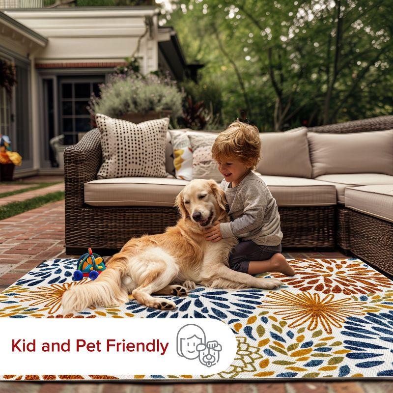 Nuloom Monique Floral & Paisley 2x12 Indoor/Outdoor Runner Rug for Living Room Patio Deck Front Porch Entryway Hallway Kitchen, Blue/Multicolor