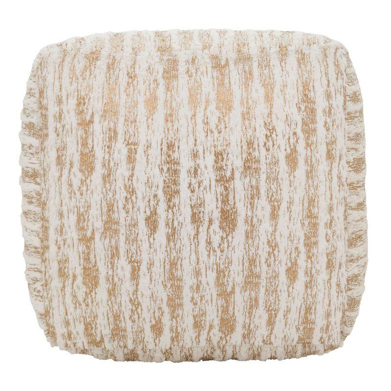 Saro Lifestyle Floor Pouf With Foil Print Faux Fur Design