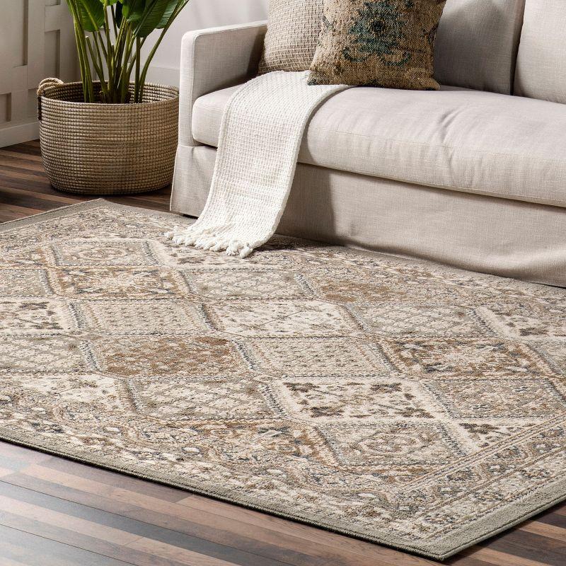 Nuloom 2x8 Becca Tiled Indoor Area Rug, Taupe, Faded Transitional Design, Stain Resistant, Bedroom, Living Room, Kitchen