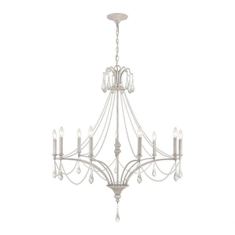 Vintage White French Parlor 9-Light Crystal Chandelier