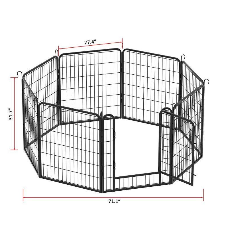 8 Panels Heavy Duty Metal Playpen with door,31.7"H Dog Fence Pet Exercise Pen for Outdoor, Indoor