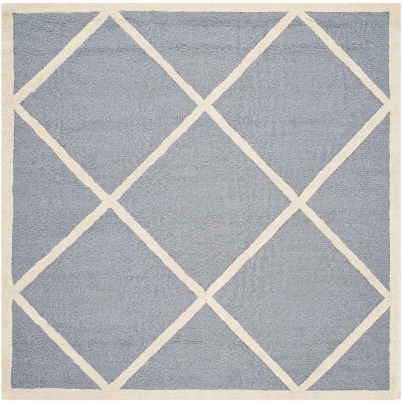 Hand-Tufted Silver/Ivory Wool 6' x 6' Square Rug