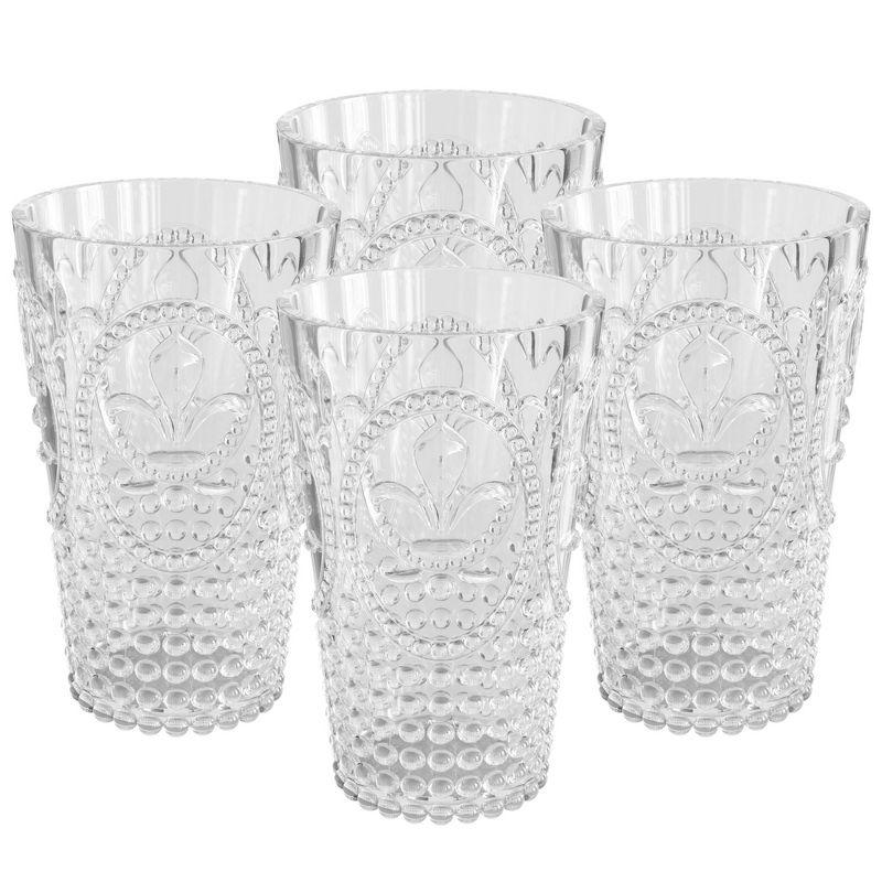 Clear Acrylic 25 Oz Embossed Water Tumblers, Set of 4