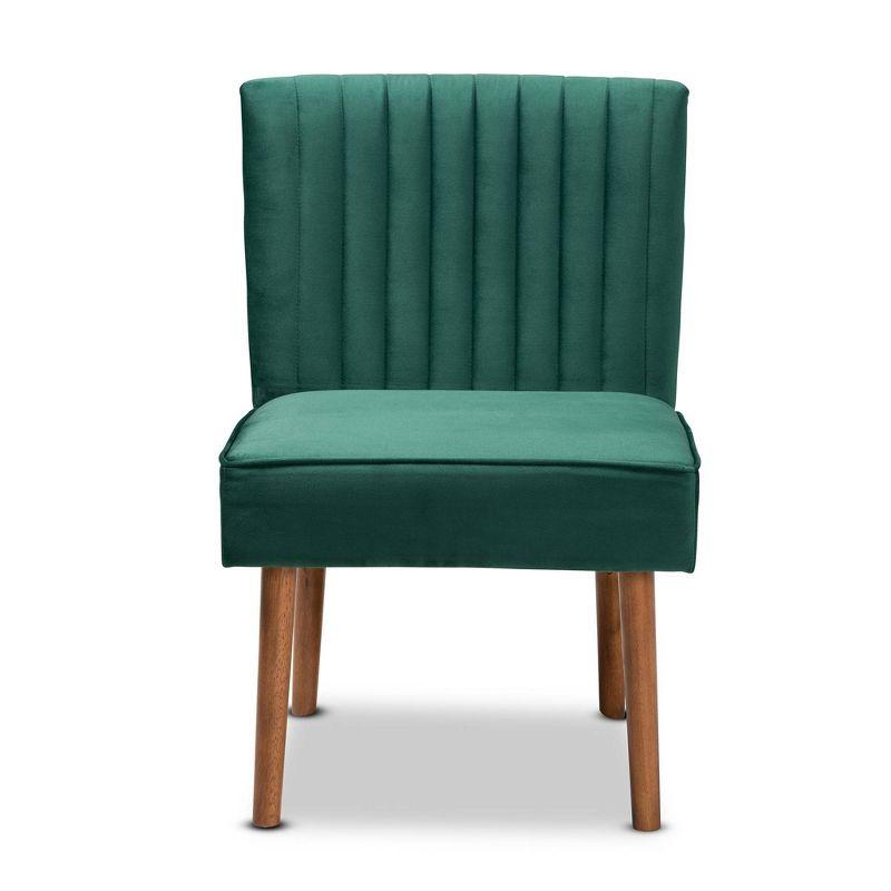 Emerald Green Velvet Upholstered Wood Dining Chair