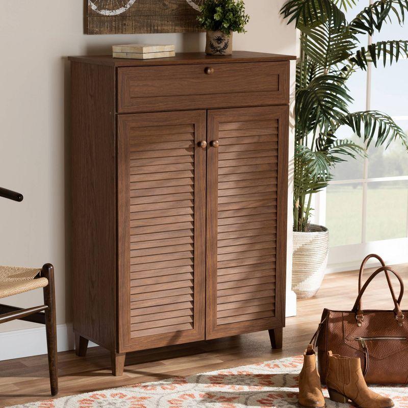 Shelf Wood Shoe Storage Cabinet with Drawer Coolidge - Baxton Studio