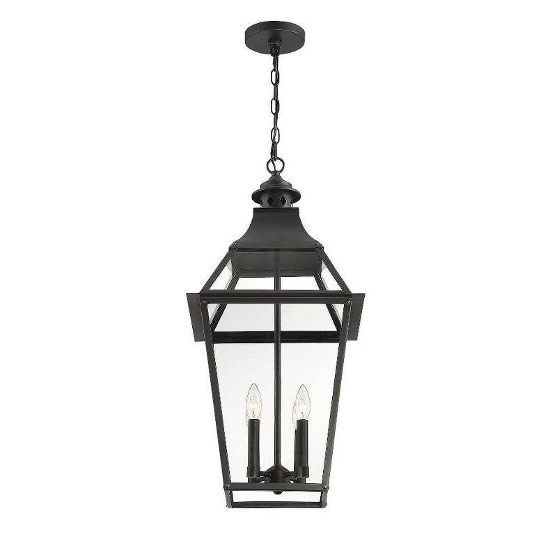 Jackson 4-Light Outdoor Hanging Lantern in Matte Black with Gold Highlights