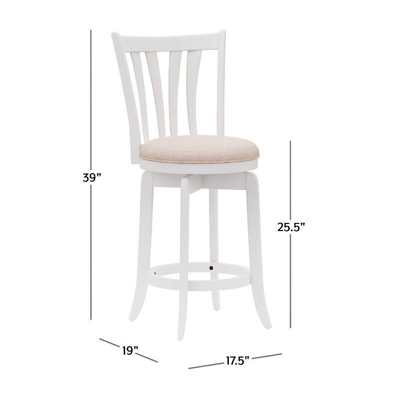 25.25" Savana Wood Swivel Counter Height Barstool White - Hillsdale Furniture: Matte Finish, Cream Upholstery