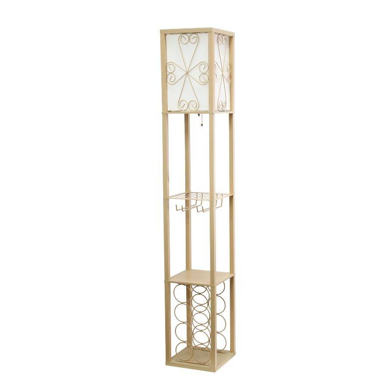 Etagere Organizer Storage Shelf Floor Lamp with Linen Shade - Simple Designs