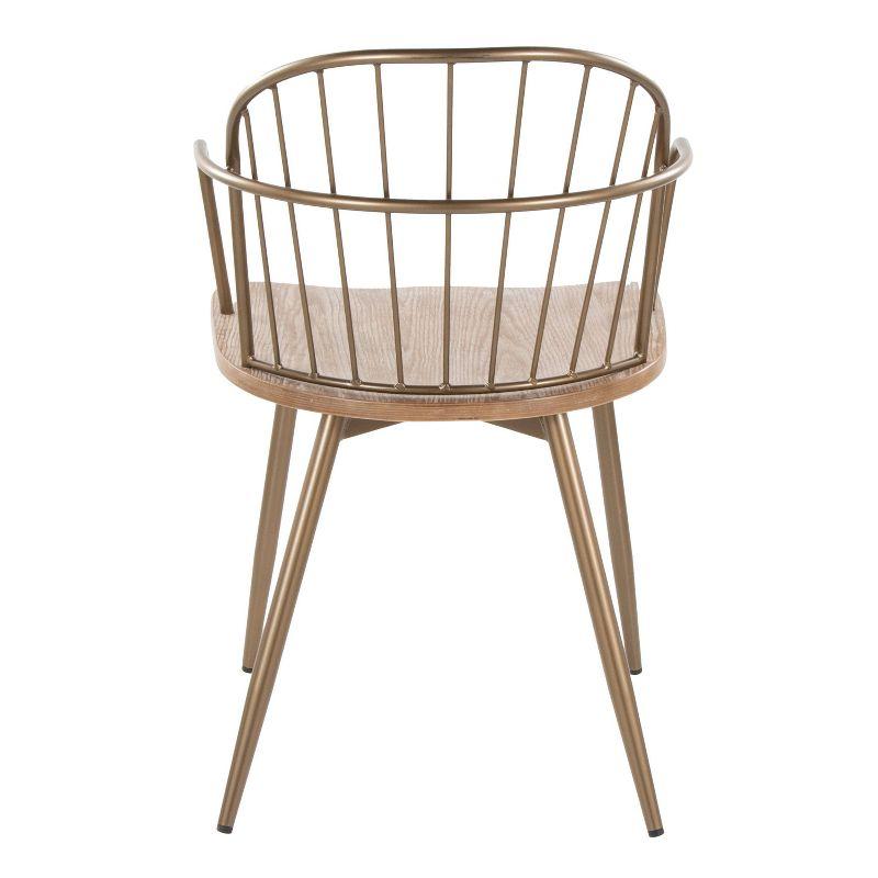 Beige Metal Slat Back Arm Chair Set