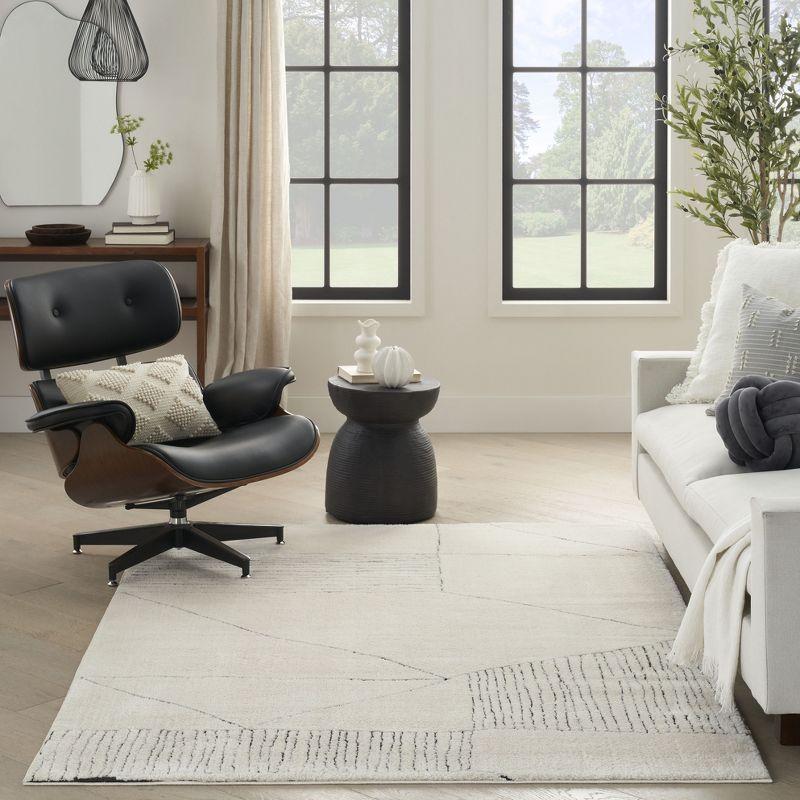 Nourison Cozy Modern Abstract Scandinavian Indoor Area Rug Ivory Black 7'10"x9'10"