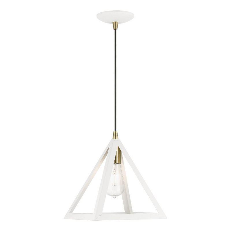 Livex Lighting Pinnacle 1 - Light Pendant in  Textured White/Antique Brass