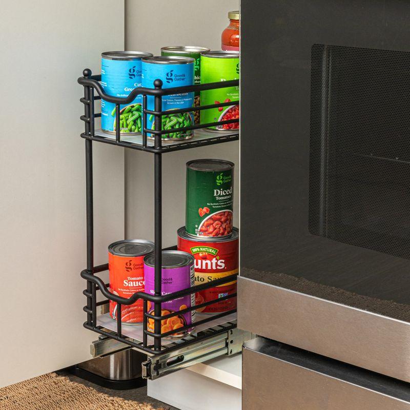 Glidez Multipurpose Paint-Finished Steel Pull-Out/Slide-Out  Storage Organizer with Plastic Liners for Under Cabinet Use - 2-Tier Design - Black