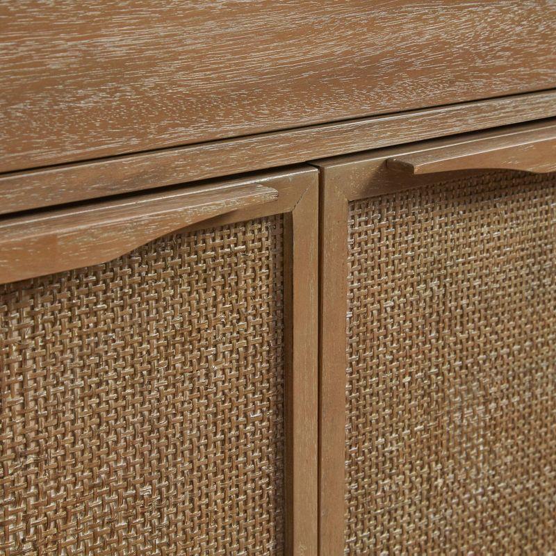 Addison Accent Chest Natural - Madison Park: Solid Wood, Cane Webbing, Storage Shelf, Locking Doors