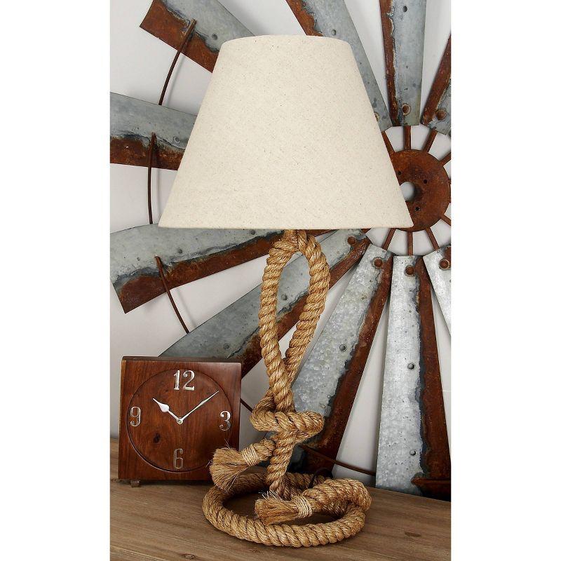 26" Rustic Jute Table Lamp Brown - Olivia & May: Nightstand Lighting, Cone Shade, E26 Socket