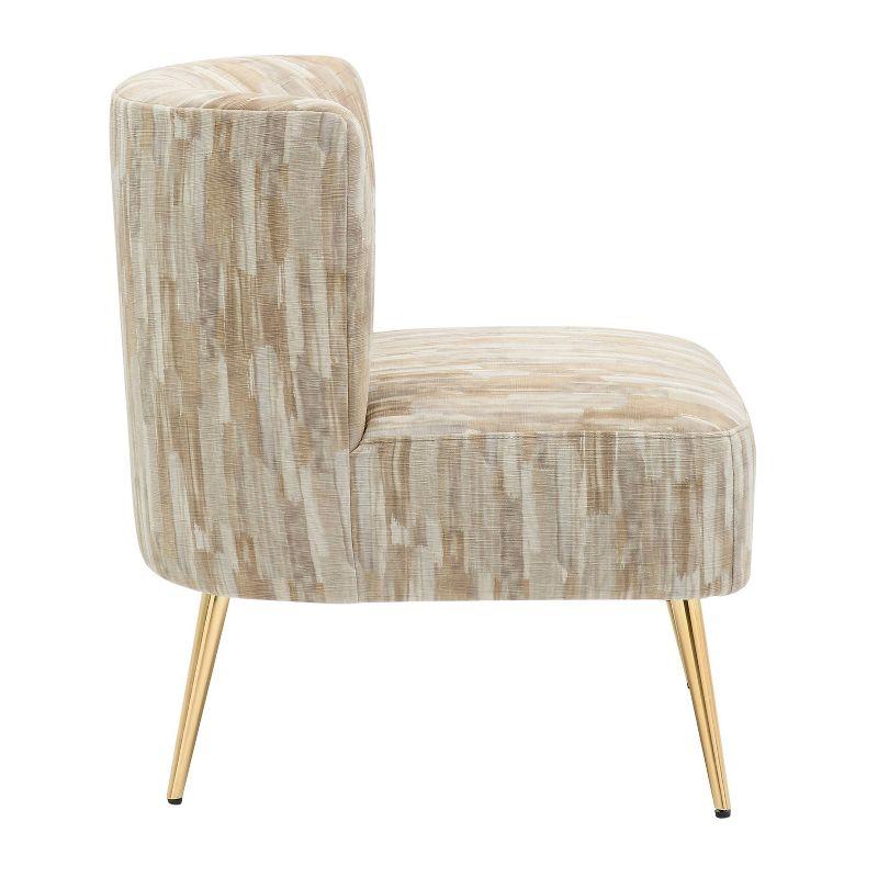 Contemporary Light Brown Slipper Chair with Gold Metal Legs