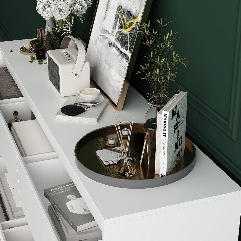 FUFU&GAGA White Modern Dresser for Bedroom 9 Drawers Wood Chest of Drawers