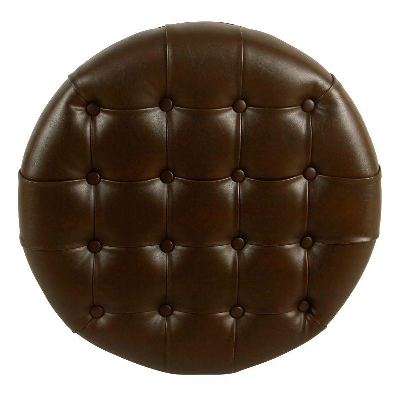 Large Tufted Round Storage Ottoman - HomePop