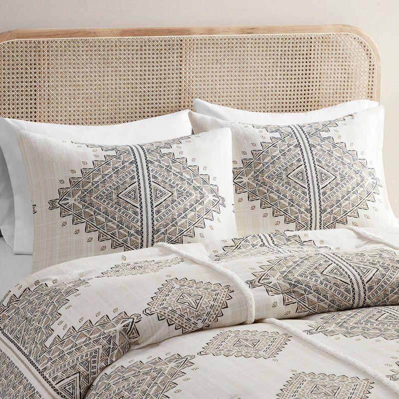 Ivory King Microfiber Nordic Bedspread Set with Shearling