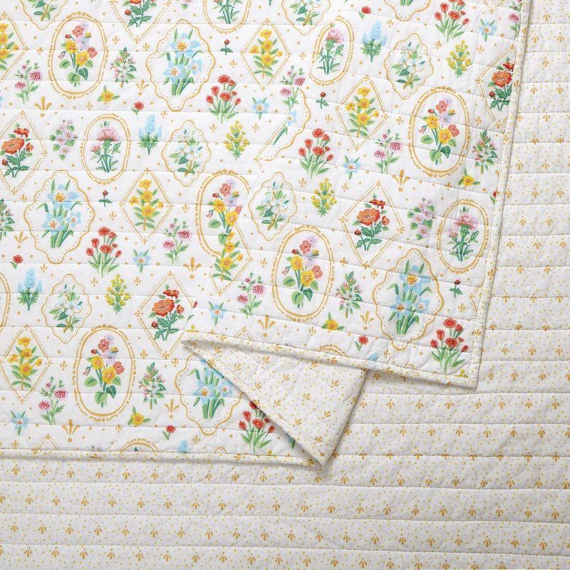 Floral Wallpaper Reversible 100% Cotton Quilt Set By Angela Staehling