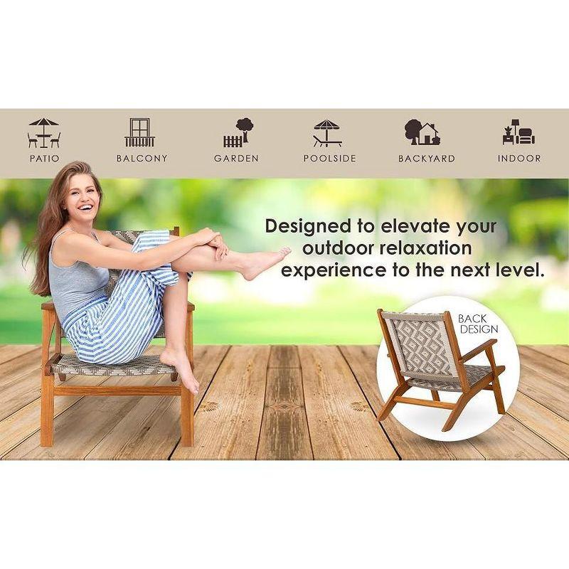 Vega Natural Stain Outdoor Chair in Ecru Cording