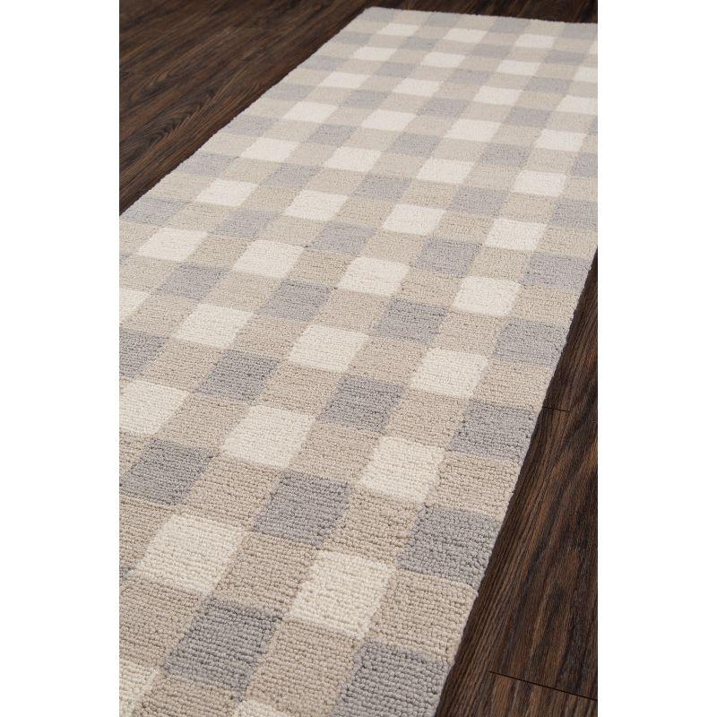 Gingham Rug - Gray - (2'3" x7'6") - Momeni: Geometric Tufted Runner, Indoor Low Pile, Cotton Backing