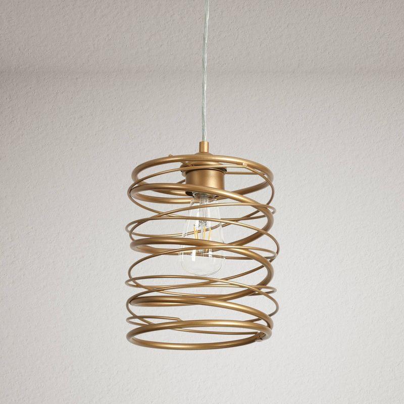 LNC Alpinum 1-Light Gold Cylinder LED Mini Kitchen Island Light: ETL Listed, Metal Shade, Dimmable