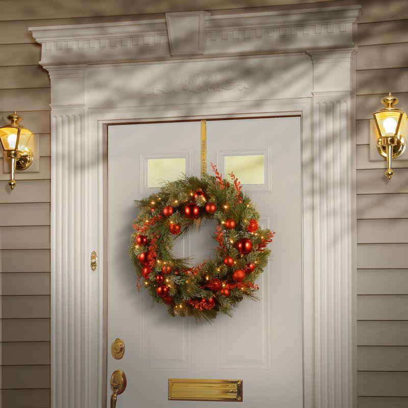 The Holiday Aisle® Decorative Collection Christmas Red Mixed Wreath with Battery Operated Lights