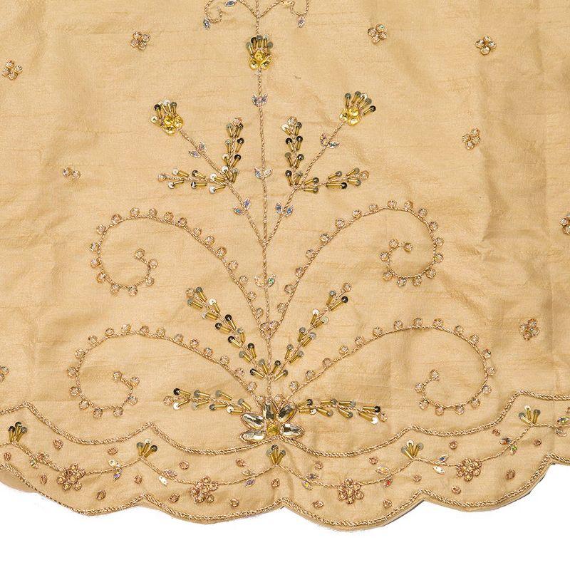 Kurt Adler 48-Inch Gold Polyester Tree Skirt with Handwork Details