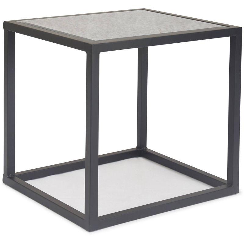 Set of 2 Gramercy Square Mirrored Accent Tables Black - Finch: Nestable, Antique Finish, Metal Frame