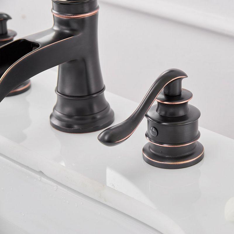 BWE 8 in. Widespread Double Handle Waterfall Bath Faucet With Pop-up Drain Assembly in Spot Resist