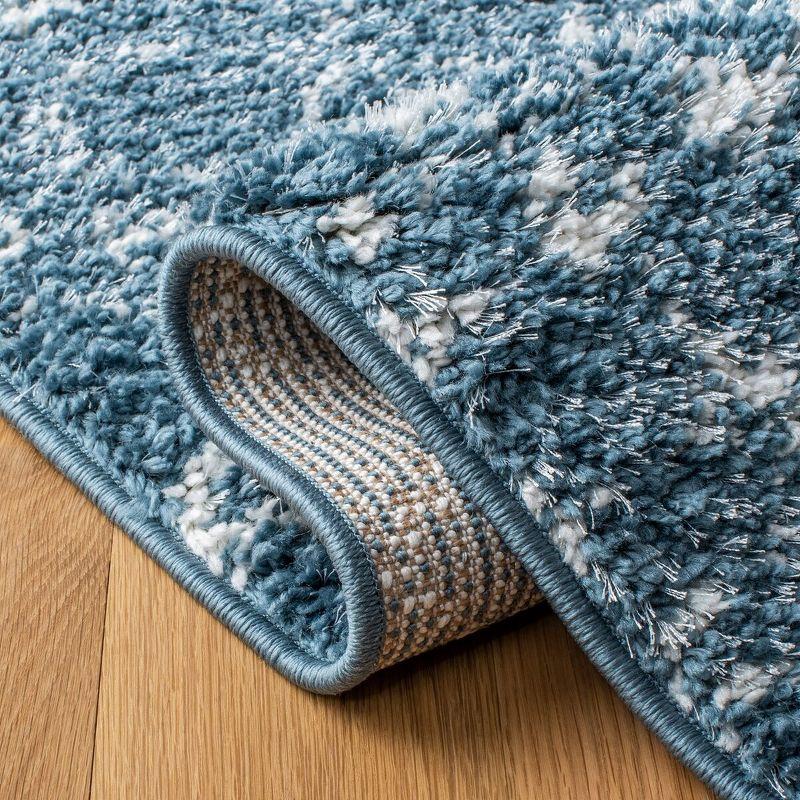 Berber Fringe Shag BFG519 Power Loomed Indoor Area Rug - Blue/Ivory - 6'7"x6'7" - Safavieh