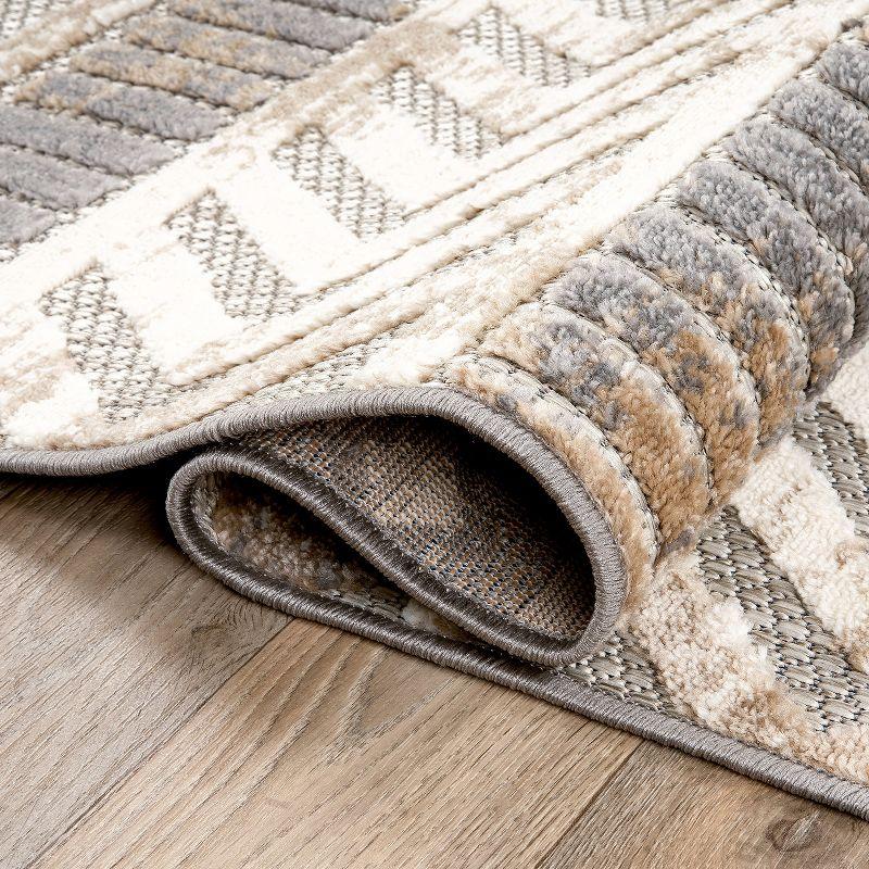 Bohemian Bliss Geometric Beige Indoor/Outdoor 7'10" x 10' Rug