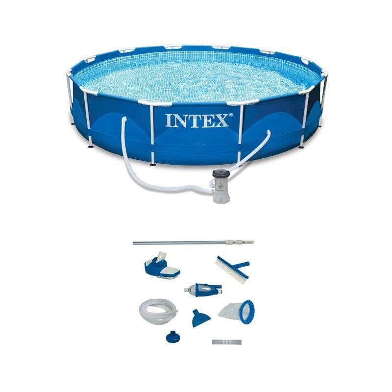 Intex Intex 12' x 30" Metal Frame Swimming Pool w/ Filter Pump & Pool Maintenance Kit