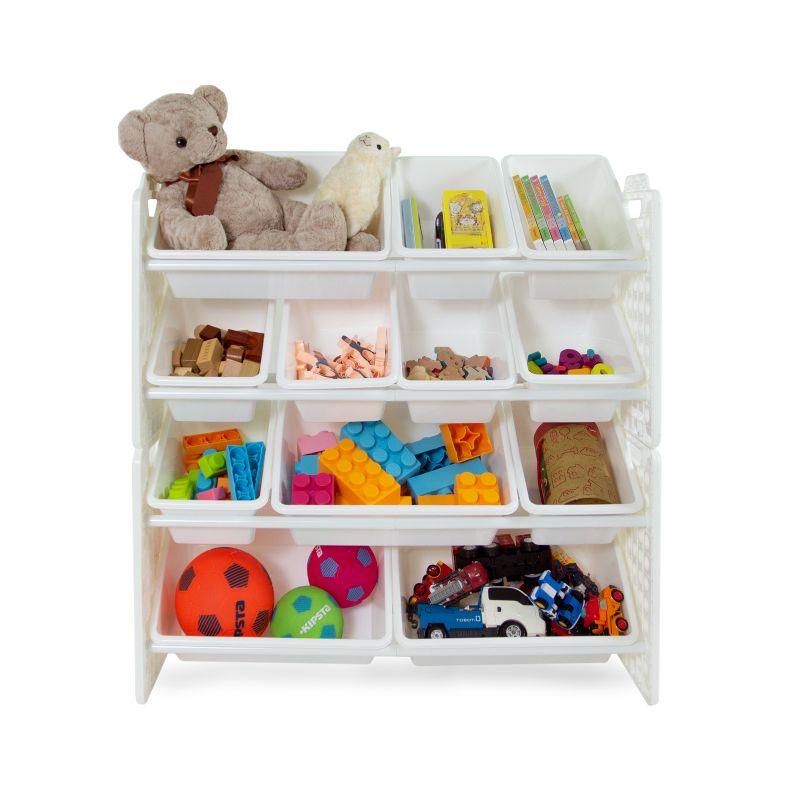 UNiPLAY Toy Organizer With Removable Storage Bins, Multi-Bin Organizer for Books, Building Blocks, School Materials, Toys with Baseplate Board Frame