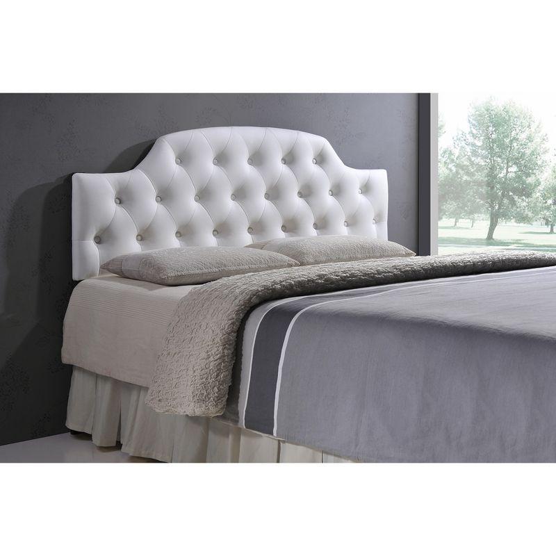 Queen Morris Modern And Contemporary Faux Leather Upholstered Button-Tufted Scalloped Headboard White - Baxton Studio: Curved, Adjustable