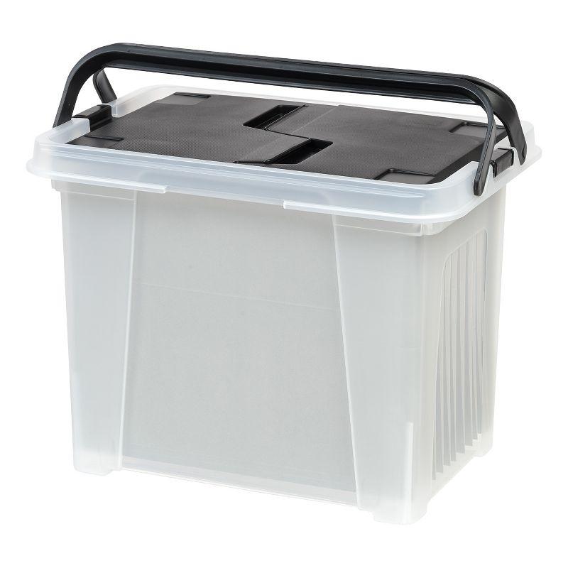 IRIS USA Portable Letter Size File Box with Handle for Hanging Folders