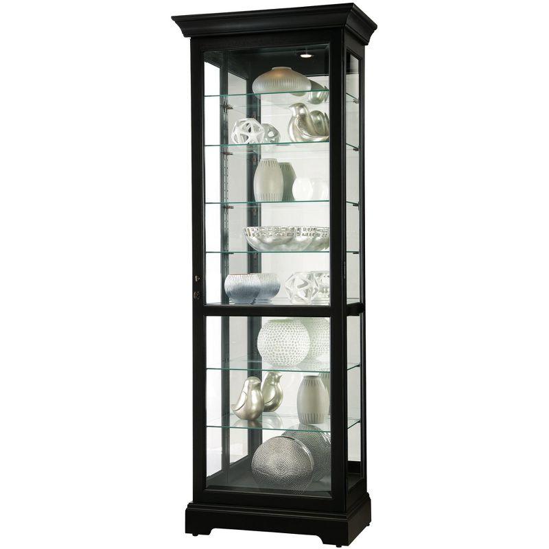 Greyleigh™ Flagg Lighted Gallery Style 5 Shelf Curio Cabinet in Onyx Black