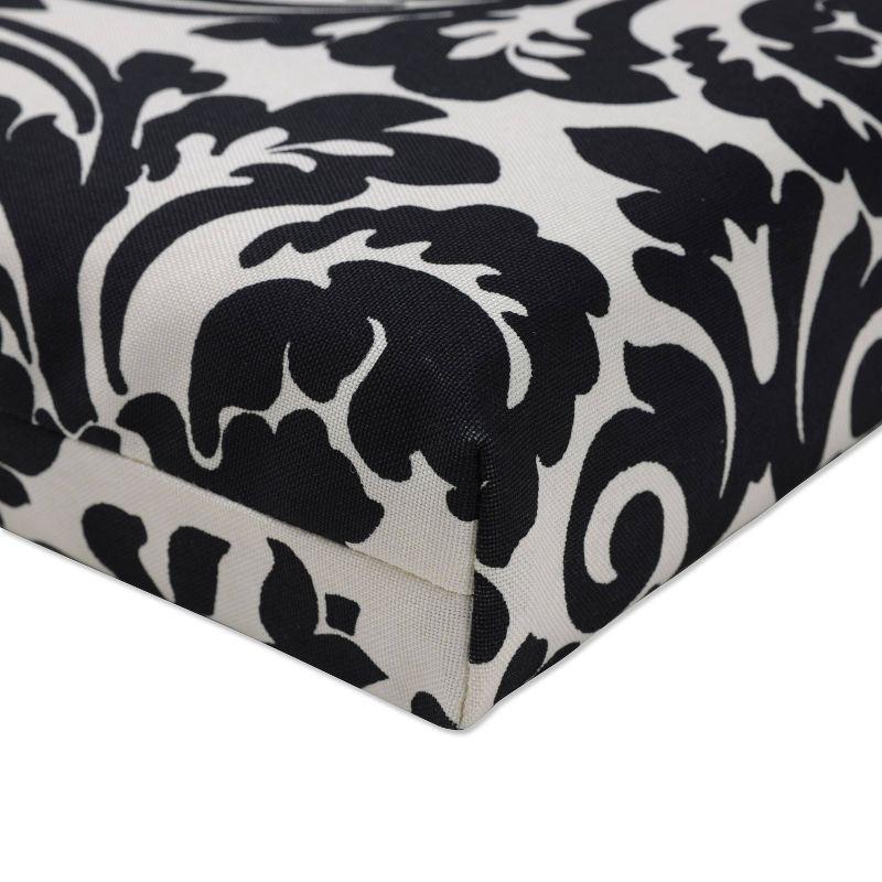 20"x20" Essence Damask 2pc Outdoor Seat Cushion Set - Black/White Floral - Pillow Perfect: Fade-Resistant, Zippered