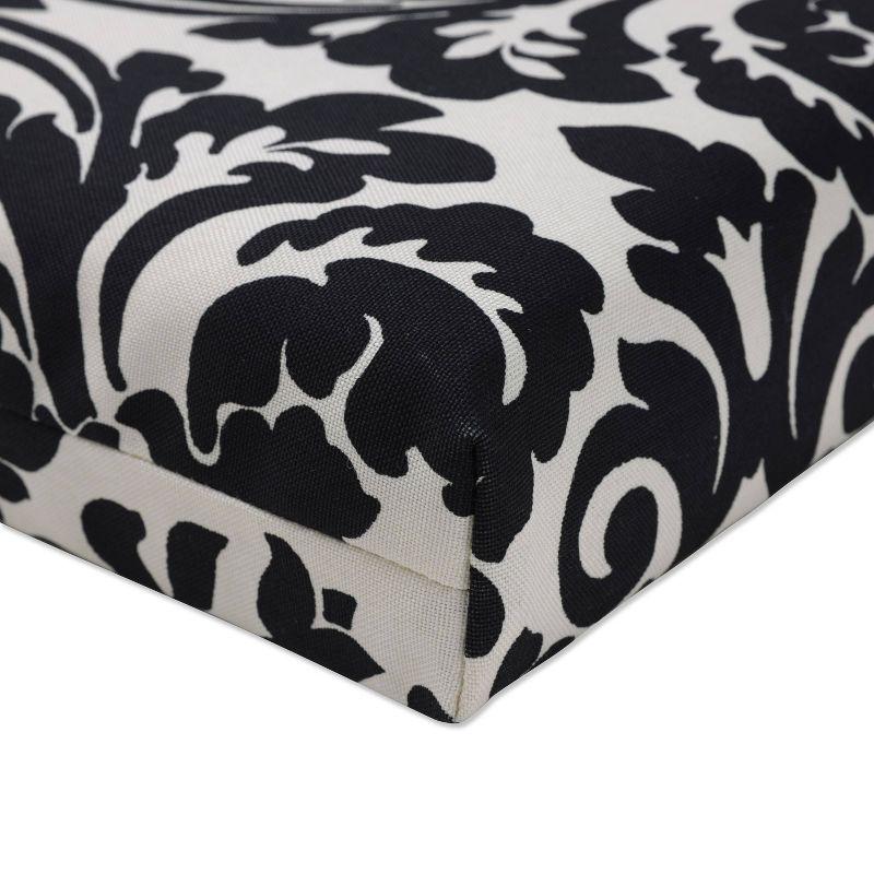 Essence Damask 2pc Outdoor Seat Cushion Set - Black/White Floral - Pillow Perfect