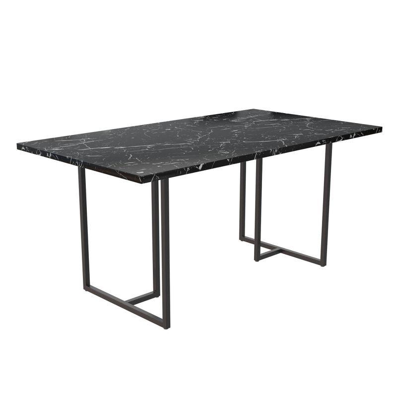 Astor 68" Black Faux Marble Dining Table with Metal Legs