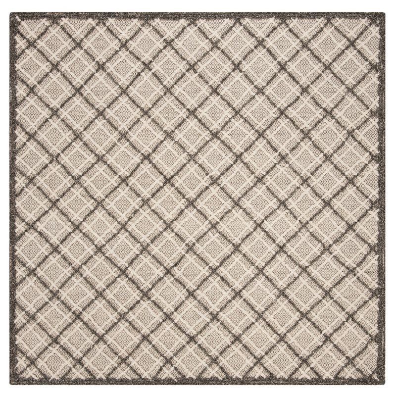 Elegant Gray Wool 6' x 6' Square Hand-Tufted Area Rug